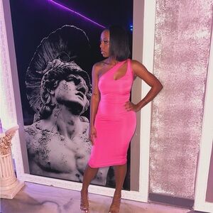 First and Last Midi Dress-Neon Fuchsia